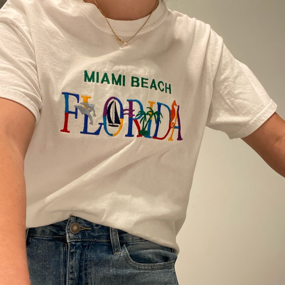 White Florida Stitched Tee